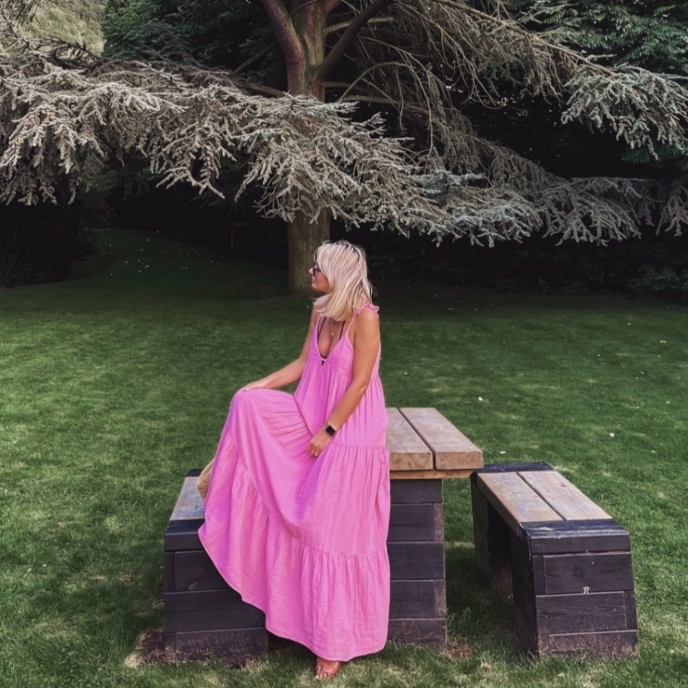 Zara Flowy Maxi Dress Pink Size M - Picture 6 of 10